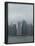 Wall Street office towers with fog and East River boat traffic-Jan Halaska-Framed Photographic Print