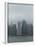 Wall Street office towers with fog and East River boat traffic-Jan Halaska-Framed Photographic Print