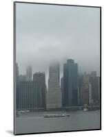 Wall Street office towers with fog and East River boat traffic-Jan Halaska-Mounted Photographic Print