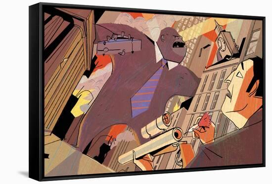 Wall Street Rampage-A Richard Allen-Framed Stretched Canvas