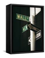 Wall Street Sign, New York City, New York State, USA-Walter Rawlings-Framed Stretched Canvas