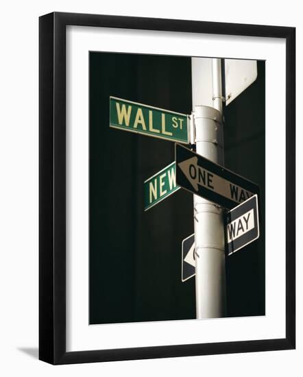 Wall Street Sign, New York City, New York State, USA-Walter Rawlings-Framed Photographic Print