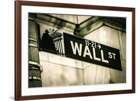 Wall Street Sign New York City-null-Framed Premium Giclee Print