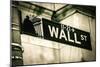 Wall Street Sign New York City-null-Mounted Art Print