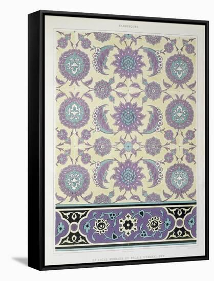 Wall Tiles from the Palace of Ismayl-Bey, from 'Arab Art as Seen Through the Monuments of Cairo-Emile Prisse d'Avennes-Framed Stretched Canvas