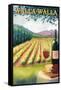 Walla Walla - Vineyard Scene-Lantern Press-Framed Stretched Canvas