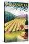 Walla Walla - Vineyard Scene-Lantern Press-Stretched Canvas