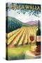 Walla Walla - Vineyard Scene-Lantern Press-Stretched Canvas