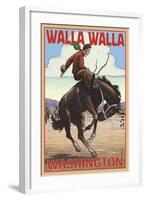 Walla Walla, Washington - Bronco Bucking-Lantern Press-Framed Art Print