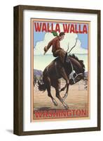 Walla Walla, Washington - Bronco Bucking-Lantern Press-Framed Art Print