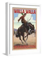 Walla Walla, Washington - Bronco Bucking-Lantern Press-Framed Art Print