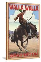 Walla Walla, Washington - Bronco Bucking-Lantern Press-Stretched Canvas