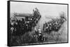 Walla Walla, Washington - Combine Harvester Scene-Lantern Press-Framed Stretched Canvas