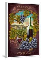 Walla Walla, Washington - Merlot-Lantern Press-Framed Art Print