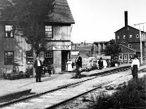 People Hanging Around Outside Railroad Station-Wallace G^ Levison-Photographic Print