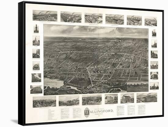 Wallingford, Connecticut - Panoramic Map-Lantern Press-Framed Stretched Canvas