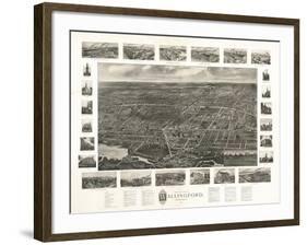 Wallingford, Connecticut - Panoramic Map-Lantern Press-Framed Art Print