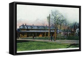 Wallingford, Connecticut - Railroad Station View-Lantern Press-Framed Stretched Canvas