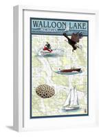 Walloon Lake, Michigan - Nautical Chart-Lantern Press-Framed Art Print