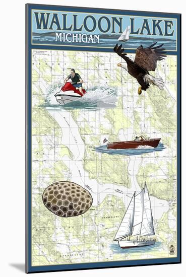 Walloon Lake, Michigan - Nautical Chart-Lantern Press-Mounted Art Print