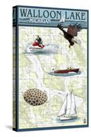 Walloon Lake, Michigan - Nautical Chart-Lantern Press-Stretched Canvas