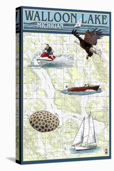 Walloon Lake, Michigan - Nautical Chart-Lantern Press-Stretched Canvas