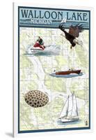 Walloon Lake, Michigan - Nautical Chart-Lantern Press-Framed Art Print