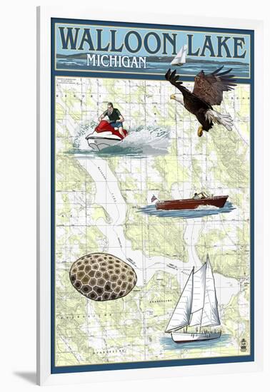 Walloon Lake, Michigan - Nautical Chart-Lantern Press-Framed Art Print
