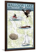 Walloon Lake, Michigan - Nautical Chart-Lantern Press-Framed Art Print