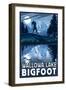 Wallowa Lake, Oregon - Bigfoot-Lantern Press-Framed Art Print