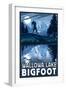 Wallowa Lake, Oregon - Bigfoot-Lantern Press-Framed Art Print