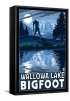Wallowa Lake, Oregon - Bigfoot-Lantern Press-Framed Stretched Canvas