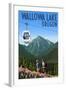 Wallowa Lake, Oregon - Mountain and Gondola-Lantern Press-Framed Art Print