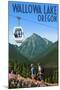 Wallowa Lake, Oregon - Mountain and Gondola-Lantern Press-Mounted Art Print