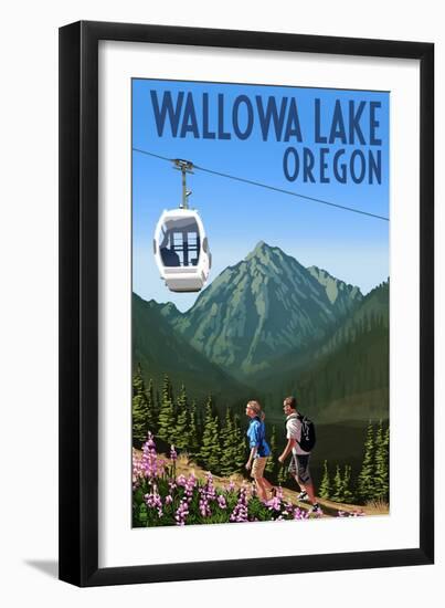 Wallowa Lake, Oregon - Mountain and Gondola-Lantern Press-Framed Art Print