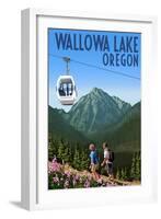 Wallowa Lake, Oregon - Mountain and Gondola-Lantern Press-Framed Art Print