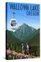 Wallowa Lake, Oregon - Mountain and Gondola-Lantern Press-Stretched Canvas