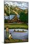 Wallowa Lake, Oregon, View of the Lodge and Lake-Lantern Press-Mounted Art Print