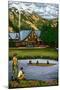 Wallowa Lake, Oregon, View of the Lodge and Lake-Lantern Press-Mounted Art Print