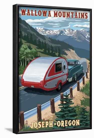Wallowa Mountains - Joseph, Oregon - Retro Camper-Lantern Press-Framed Art Print