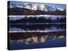 Wallowa Range reflects in lake, Wallowa Lake, Oregon, USA-Charles Gurche-Stretched Canvas