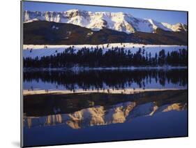 Wallowa Range reflects in lake, Wallowa Lake, Oregon, USA-Charles Gurche-Mounted Photographic Print