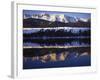 Wallowa Range reflects in lake, Wallowa Lake, Oregon, USA-Charles Gurche-Framed Photographic Print