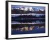 Wallowa Range reflects in lake, Wallowa Lake, Oregon, USA-Charles Gurche-Framed Photographic Print