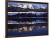 Wallowa Range reflects in lake, Wallowa Lake, Oregon, USA-Charles Gurche-Framed Photographic Print