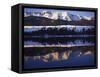 Wallowa Range reflects in lake, Wallowa Lake, Oregon, USA-Charles Gurche-Framed Stretched Canvas
