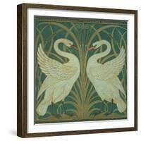 Wallpaper Design For Panel of Swan, Rush and Iris-Walter Crane-Framed Giclee Print