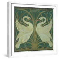 Wallpaper Design For Panel of Swan, Rush and Iris-Walter Crane-Framed Giclee Print