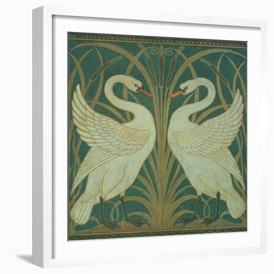 Wallpaper Design For Panel of Swan, Rush and Iris-Walter Crane-Framed Giclee Print