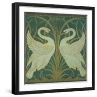 Wallpaper Design For Panel of Swan, Rush and Iris-Walter Crane-Framed Giclee Print